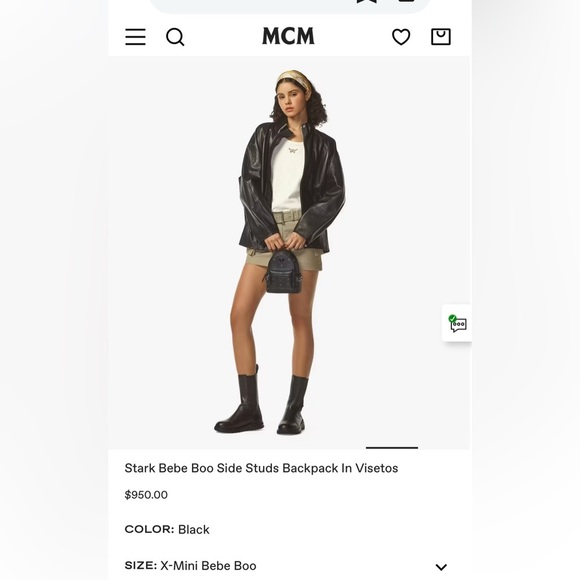 MCM Handbags - MCM AUTHENTIC Stark Bebe Boo Side Studs Backpack In Visetos Black